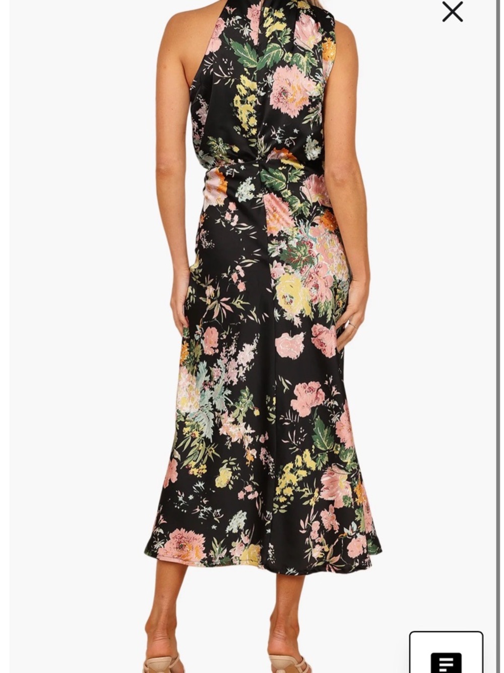 NW Petal & Pup Nordstrom ANABELLE Black Floral Satin Midi Dress size S - Picture 2 of 8
